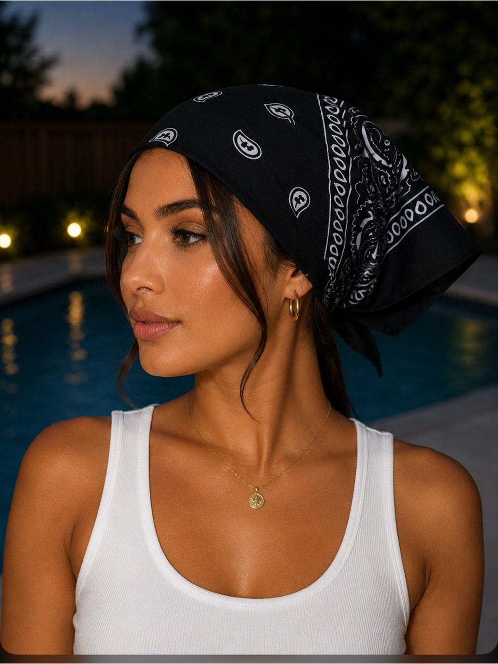 Black Paisley Bandana Headscarf - Women's Wrap